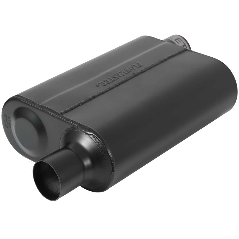 Flowmaster Super 44 Series Chambered Muffler â€“ 2.25â€ - Offset In/Offset Out â€“ Aggressive Sound â€“ 16 Gauge Aluminized Steel â€“ For Classic & Late Muscle Cars, Street Rods, Trucks, SUVs (942448) - Image 1